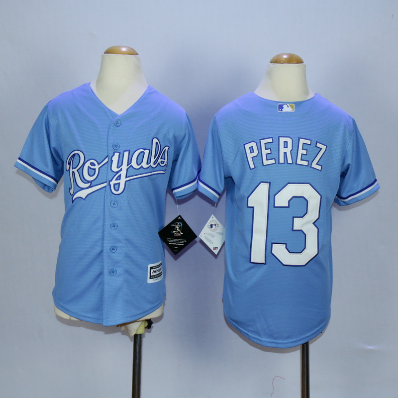 Youth Kansas City Royals #13 Perez Light Blue MLB Jerseys->youth mlb jersey->Youth Jersey